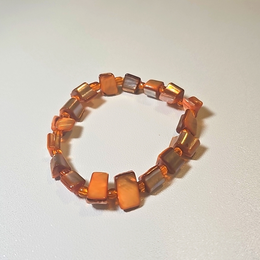 Elegant Orange Beaded Stretchy Bracelet.